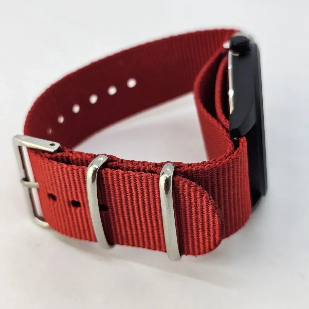 Men's Field Watch 42MM Black‎ Dial Black Case Red Canvas Band